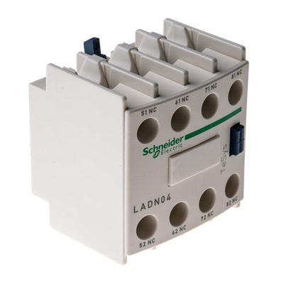 Schneider Electric Auxiliary Contact, 4 Contact, 4NC, Front Mount
