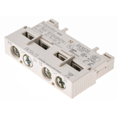 Schneider Electric Auxiliary Contact, 2 Contact, 2NO, Front Mount