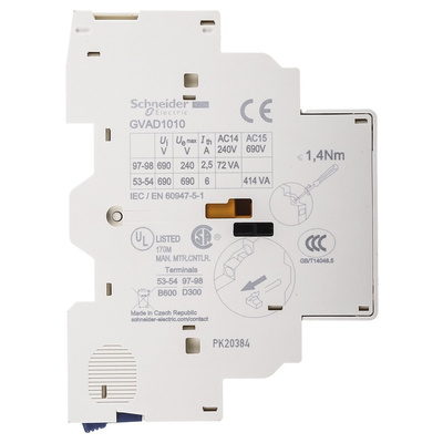 Schneider Electric Auxiliary Contact, 2 Contact, 2NO, Side Mount, TeSys
