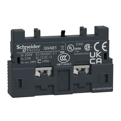 Schneider Electric Auxiliary Contact, 2 Contact, 1NC + 1NO, Front Mount