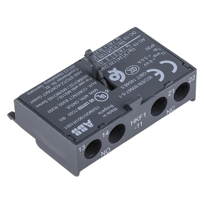 ABB Auxiliary Contact, 2 Contact, 1NC + 1NO, Front Mount