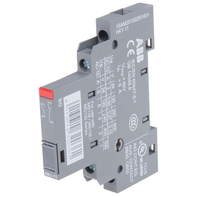 ABB Auxiliary Contact, 2 Contact, 1NC + 1NO, Side Mount