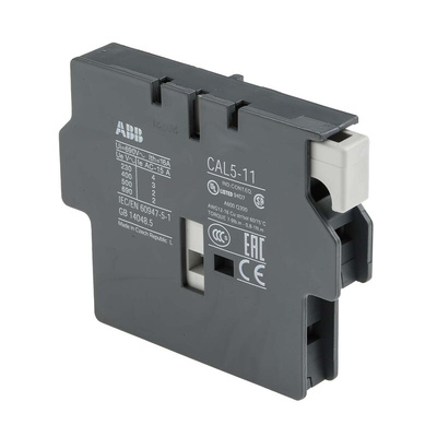 ABB Auxiliary Contact Block, 2 Contact, 1NC + 1NO, Side Mount, CAL5-11