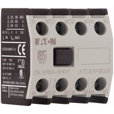 Eaton Auxiliary Contact, 4 Contact, 1NC + 3NO, Front Mount