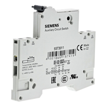 Siemens Auxiliary Contact, 2 Contact, 2NO, DIN Rail Mount, SENTRON