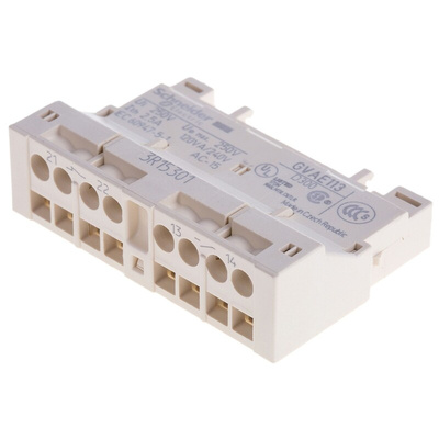 Schneider Electric Auxiliary Contact, 2 Contact, 1NC + 1NO, Front Mount