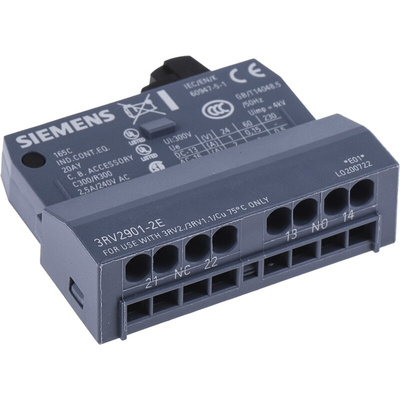 Siemens Auxiliary Contact, 2 Contact, 1NC + 1NO, Plug In, SIRIUS