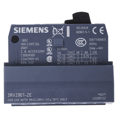 Siemens Auxiliary Contact, 2 Contact, 1NC + 1NO, Plug In, SIRIUS