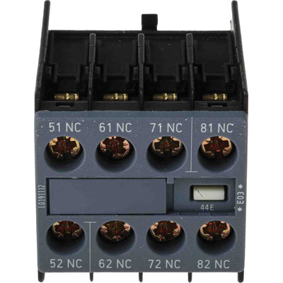 Siemens Auxiliary Contact, 4 Contact, 4NC, Snap-On, Sirius Innovation