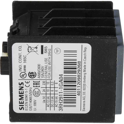 Siemens Auxiliary Contact, 4 Contact, 4NC, Snap-On, Sirius Innovation