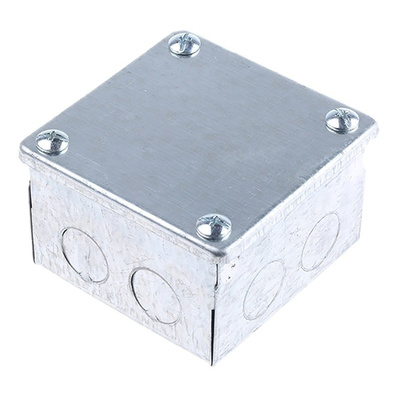 RS PRO Steel Galvanised Adaptable Box, 8 Knockouts 75mm x 75 mm x 50mm