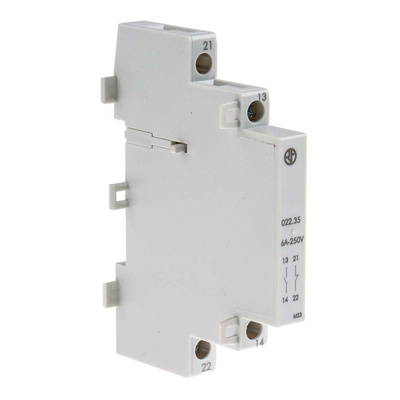 Finder Auxiliary Contact, 1 Contact, 1NC + 1NO, DIN Rail Mount