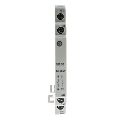 Finder Auxiliary Contact, 1 Contact, 1NC + 1NO, DIN Rail Mount