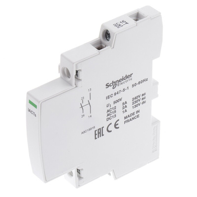 Schneider Electric Auxiliary Contact, 2 Contact, 2NO, DIN Rail Mount, Acti 9
