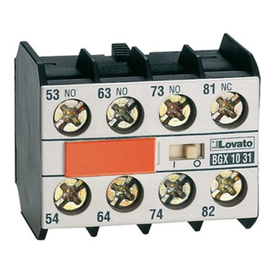 Lovato Auxiliary Contact, 4 Contact, 1NC + 3NO, DIN Rail Mount