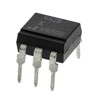 Isocom, 4N25 DC Input Transistor Output Optocoupler, Through Hole, 6-Pin PDIP