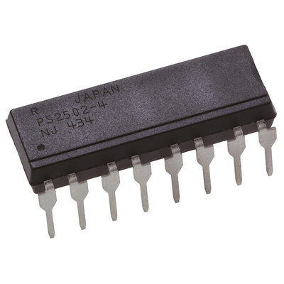 Renesas, PS2502-4-A DC Input Darlington Output Quad Optocoupler, Through Hole, 16-Pin PDIP