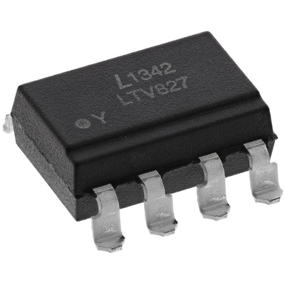 Lite-On, LTV-827S-TA1 DC Input Transistor Output Dual Optocoupler, Surface Mount, 8-Pin PDIP
