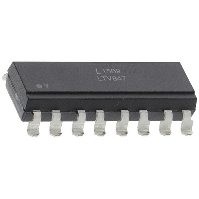 Lite-On, LTV-847S DC Input Transistor Output Quad Optocoupler, Surface Mount, 16-Pin PDIP