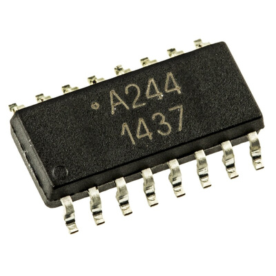 Broadcom, ACPL-244-500E AC Input Transistor Output Quad Optocoupler, Surface Mount, 16-Pin SOIC