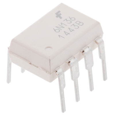 onsemi, 6N136M DC Input Transistor Output Optocoupler, Through Hole, 8-Pin MDIP