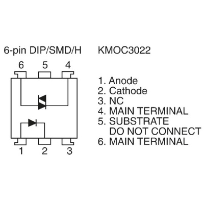 Cosmo, KM0C3022 Phototriac Output Optocoupler, Through Hole, 6-Pin DIP
