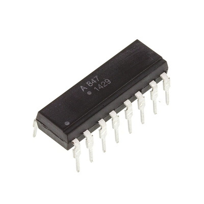Broadcom, ACPL-847-000E DC Input Transistor Output Quad Optocoupler, Through Hole, 16-Pin PDIP
