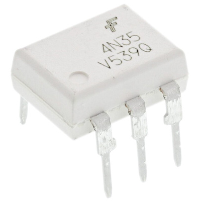 onsemi, 4N35VM DC Input Transistor Output Optocoupler, Through Hole, 6-Pin DIP