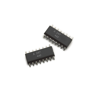 Broadcom, ACPL-247-560E DC Input Transistor Output Quad Optocoupler, Surface Mount, 16-Pin SO