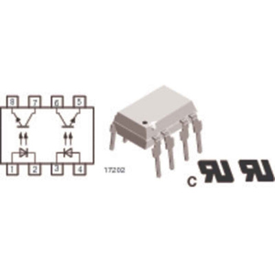 Vishay, MCT62H Phototransistor Output Dual Optocoupler, Through Hole, 8-Pin DIP