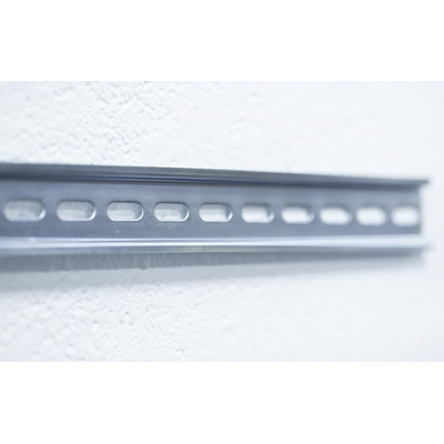 RS PRO Steel Perforated DIN Rail, Top Hat Compatible, 500mm x 35mm x 7.5mm