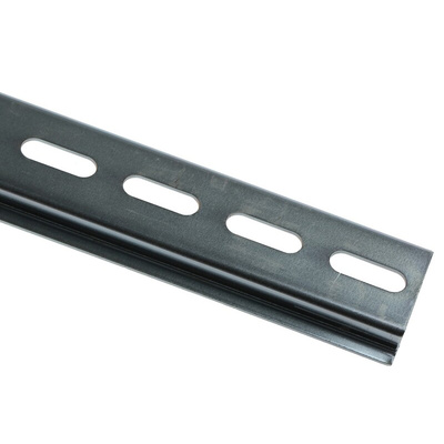 RS PRO Steel Perforated DIN Rail, Top Hat Compatible, 1m x 35mm x 7.5mm