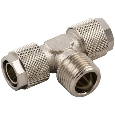 RS PRO Threaded-to-Tube Tee Connector Push In 4 mm x Push In 4 mm x R 1/8