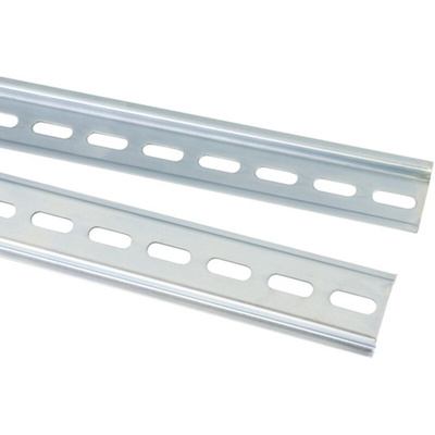 RS PRO Steel Perforated DIN Rail, Top Hat Compatible, 2m x 35mm x 7.5mm
