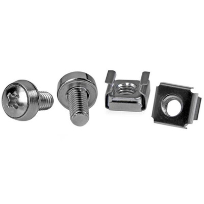 StarTech.com Mounting Screws and Cage Nuts for Use with Server Racks and Cabinets, M6 Thread, 50 Piece(s), 19 x 6 x 17mm