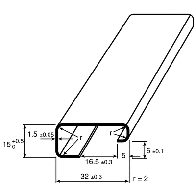 RS PRO Steel Unperforated DIN Rail, G Compatible, 1m x 32mm x 15mm