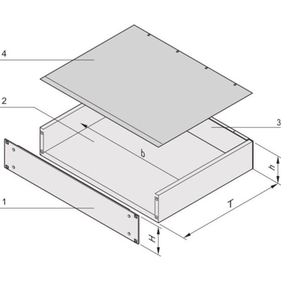 nVent SCHROFF 2U Steel Rack Mount Chassis, 340mm Depth