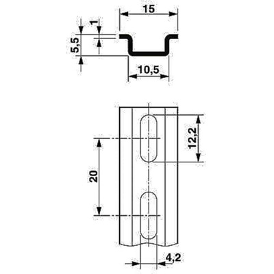 Phoenix Contact Steel Perforated DIN Rail, Mini Top Hat Compatible, 2m x 15mm x 5mm