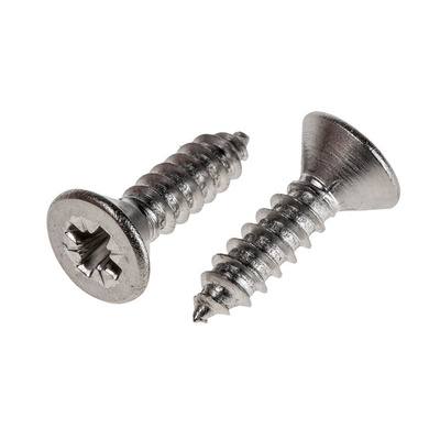 RS PRO Plain Stainless Steel Countersunk Head Self Tapping Screw, N°8 x 1/2in Long 13mm Long