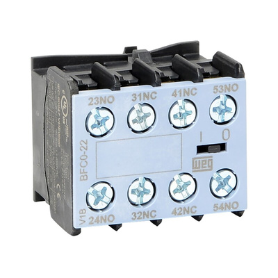 WEG Auxiliary Contact Block, 4 Contact, 2NC + 2NO, Front Mount