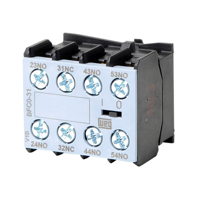 WEG Auxiliary Contact Block, 4 Contact, 1NC + 3NO, Front Mount