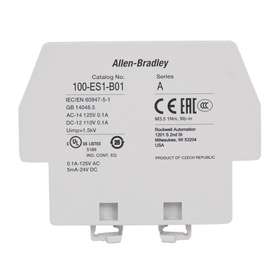 Allen Bradley Auxiliary Contact, 2 Contact, 1NO + 1NC, Side Mount