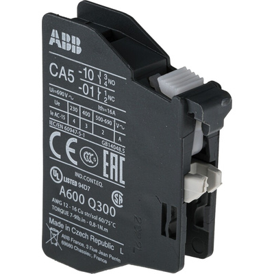 ABB Auxiliary Contact Block, 1 Contact, 1NO, Front Mount