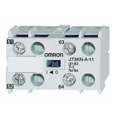 Omron Auxiliary Contact Block, 2 Contact, 1NC + 1NO