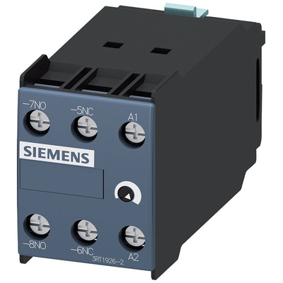 Siemens Auxiliary Switch Block, 2 Contact, 1NC, 1NO, Clip-On, SIRIUS