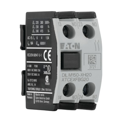 Eaton Auxiliary Contact, 2 Contact, 2NO, Front Mount