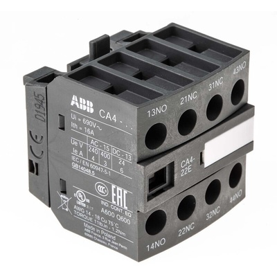 ABB Auxiliary Contact, 4 Contact, 2NC + 2NO, Front Mount
