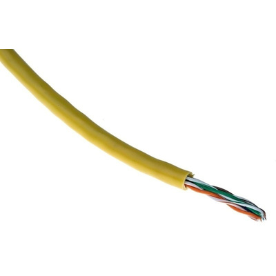 RS PRO Yellow PVC Cat5e Cable UTP, 50m Unterminated/Unterminated