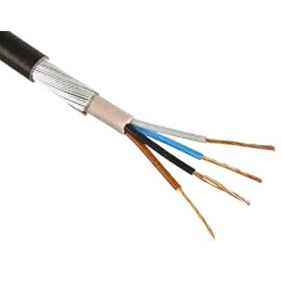 RS PRO 4 Core Black Armoured Cable With Polyvinyl Chloride PVC Sheath , SWA Galvanised Steel Wire, 53 (Non-Metallic