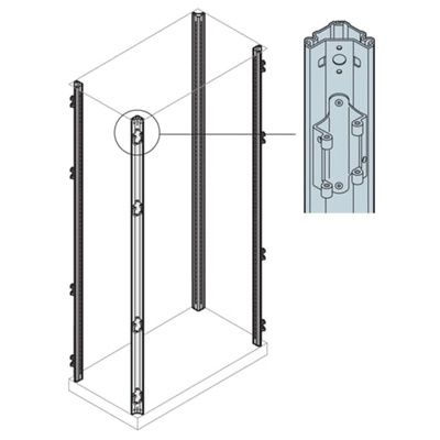 ABB AM2 Series Galvanised Steel Upright, 46.9mm W, 2m L For Use With IS2 Enclosures